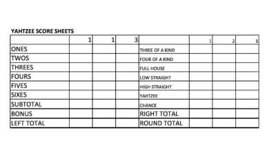 Printable:9_Guwpurcre= Yahtzee Score Card