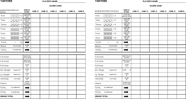 Printable:9_Guwpurcre= Yahtzee Score Sheet